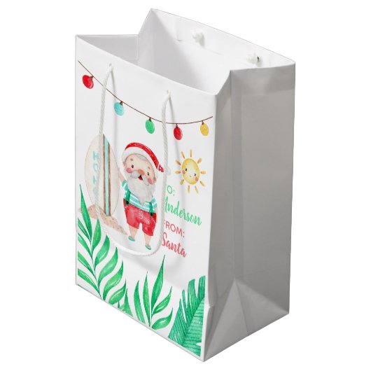 Sac cadeau Tropical Père Noël (Devant Angle)