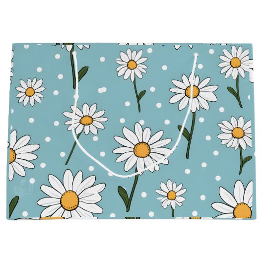 Sac cadeau turquoise à fleur marguerite (Devant)