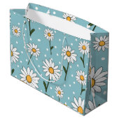 Sac cadeau turquoise à fleur marguerite (Dos Angle)
