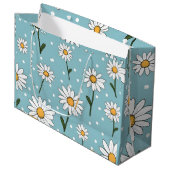 Sac cadeau turquoise à fleur marguerite (Devant Angle)