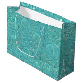 Sac cadeau Turquoise floral de luxe incorporé (Devant Angle)