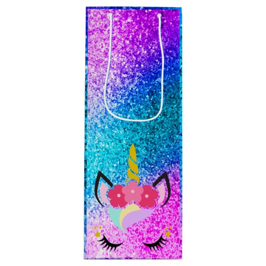 Sac cadeau Unicorn Ombre Parties scintillant perso (Devant)