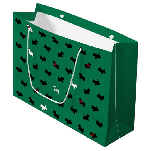 Sac Cadeau Vacances Vert Teckels Écossais (Devant Angle)