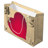 Sac cadeau Valentine Roses & Coeur (Devant Angle)