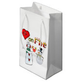 Sac cadeau Valentine's Heart Fire Snowman (Devant Angle)