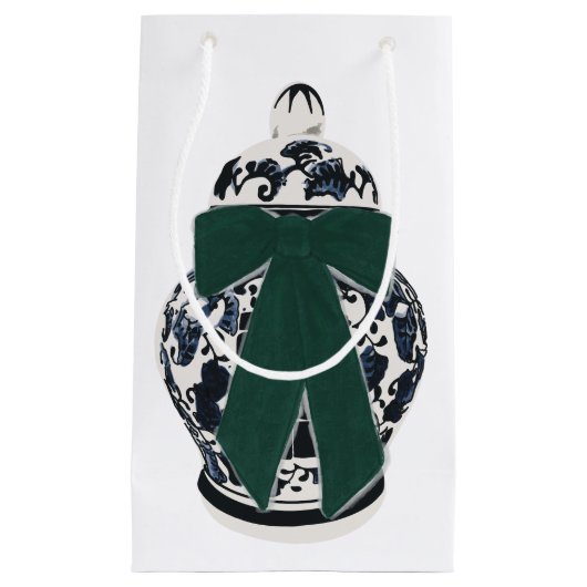 Sac cadeau Vase Bow Chinoiserie Green (Devant)
