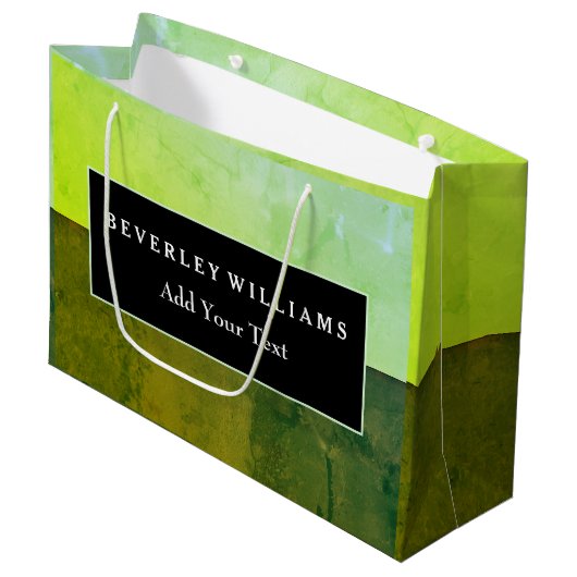 Sac cadeau vert personnalisé (Devant Angle)