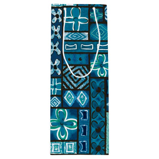 Sac cadeau vintage Aloha | Pua Blue (Devant)