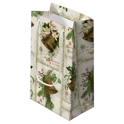 Sac cadeau Vintage Christmas Bell Collage (Devant Angle)