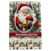 Sac cadeau vintage Père Noël Nom personnalisé Mono (Devant)