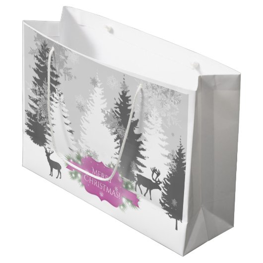 Sac cadeau Winter Wonderland - Magenta (Devant Angle)