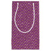 Sac cadeau Zig-Zags rose et or profond (Devant)