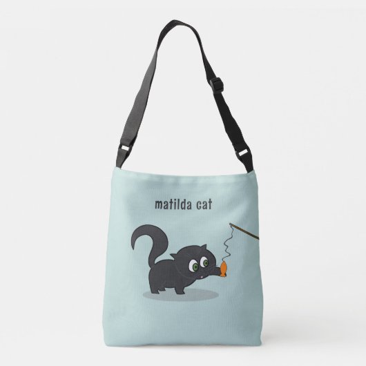 Sac carrossable bleu chat noir mignon (Dos)