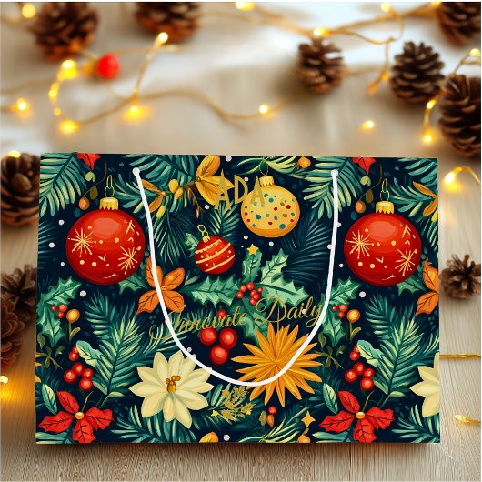 Sac classique d'ornements de Noël et de houx