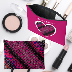 Sac cosmétique à motif rose chaud abstrait
