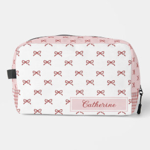 Sac cosmétique Coquette à motif gingham rose et ro