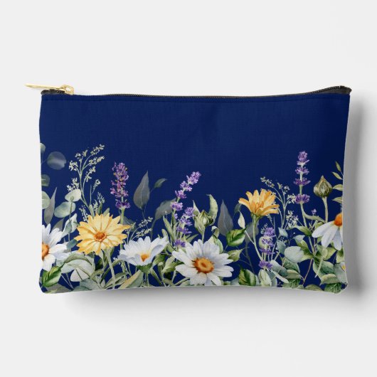Sac cosmétique Fleur sauvage couleur bleu marine (Recto)