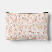Sac cosmétique floral aquarelle couleur pêche déli (Recto)