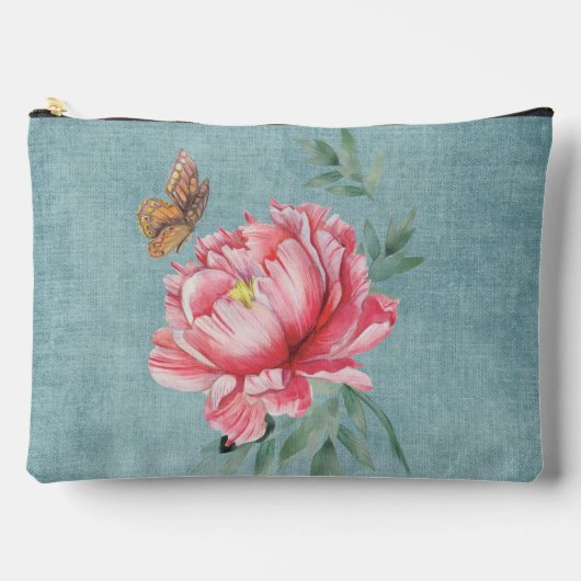 Sac cosmétique Peony et Papillon rose (Recto)