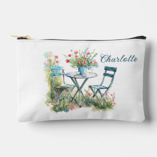 Sac cosmétique romantique floral jardin aquarelle