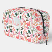 Sac cosmétique rose floral monogramme (Coin droit)