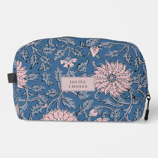 Sac cosmétique style bloc floral bleu (Recto)