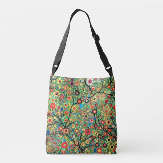 Sac croisé mignon, arbre et fleurs, boho (Dos)