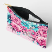 Sac d'accessoires floraux rose et Turquoise modern (Ouvrir)