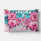 Sac d'accessoires floraux rose et Turquoise modern (Recto)