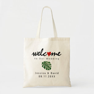Sac d'accueil de mariage de destination feuille tr