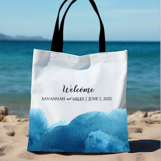 Sac d'accueil pour Mariage de lavage bleu aquarell