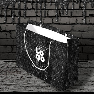Sac d'achat de papier Black Sparkle XL