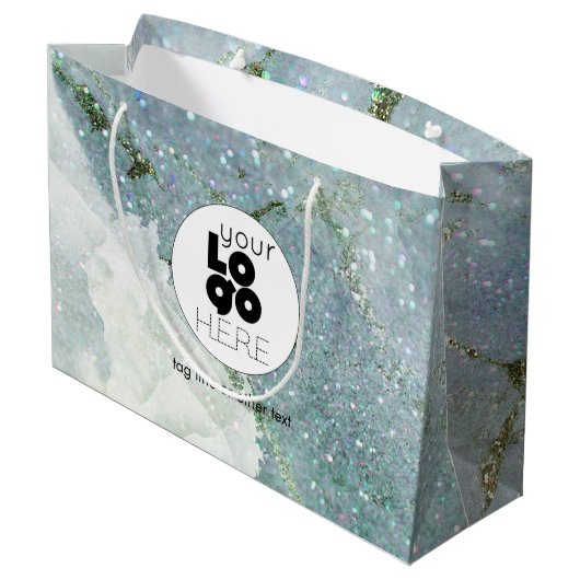 Sac d'achat papier marbre XL Parties scintillant d (Dos Angle)