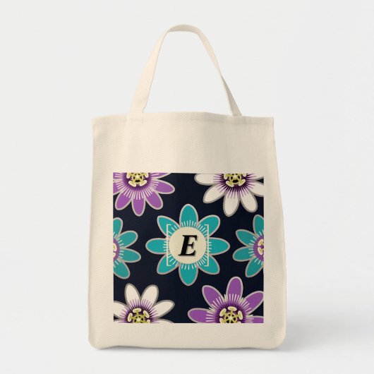 Sac d'alimentation floral à fleurs à monogramme pe (Devant)
