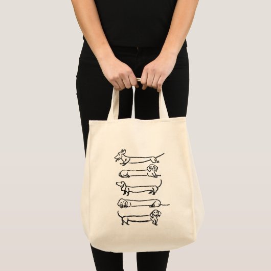 Sac d'alimentation minimaliste en coton Dachshund (Devant (produit))