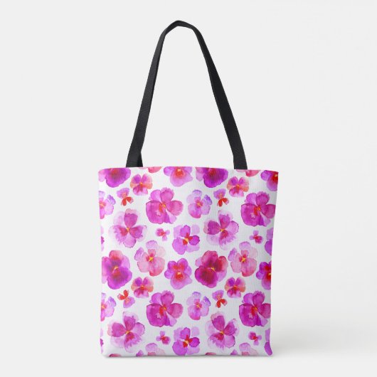 Sac d'aquarelle rose rose fleurie (Dos)