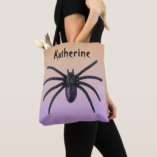 Sac d'araignée noire personnalisé pour Halloween (De près)