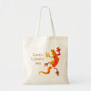 Sac de bibliothèque avec le lézard mignon nommé