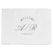 Sac de bienvenue blanc avec monogramme pour mariag (Devant)