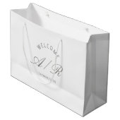 Sac de bienvenue blanc avec monogramme pour mariag (Devant Angle)