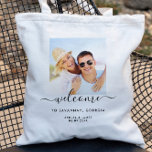 Sac de bienvenue de fin de semaine de mariage de d<br><div class="desc">Bienvenue dans votre mariage avec ce sac fourre-tout photo assez minimaliste.</div>