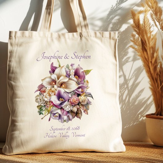 Sac de bienvenue de mariage aux lys calla