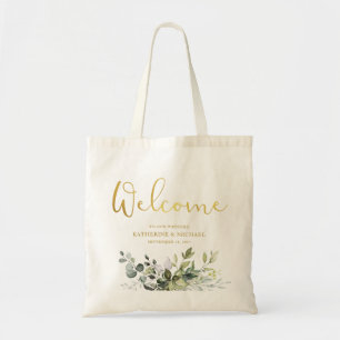 Sac de bienvenue de mariage avec verdure