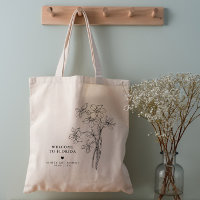 Sac de bienvenue de mariage floral, sac fourre-tou