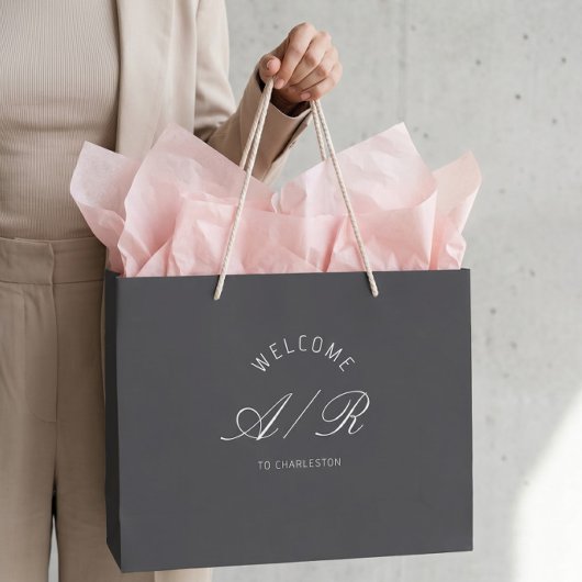 Sac de bienvenue gris foncé avec monogramme pour m