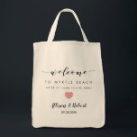 Sac de bienvenue mariage avec arrière, rose<br><div class="desc">Remplissez ce joli sac avec vos gâteries préférées pour accueillir les invités à votre mariage! Vous pouvez inclure votre itinéraire à l'envers,  afin que les clients sachent où ils sont censés être et quand.</div>