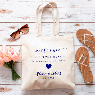 Sac de bienvenue mariage, bleu marine, destination