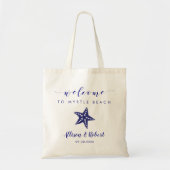 Sac de bienvenue Mariage Starfish pour plage, bleu (Devant)