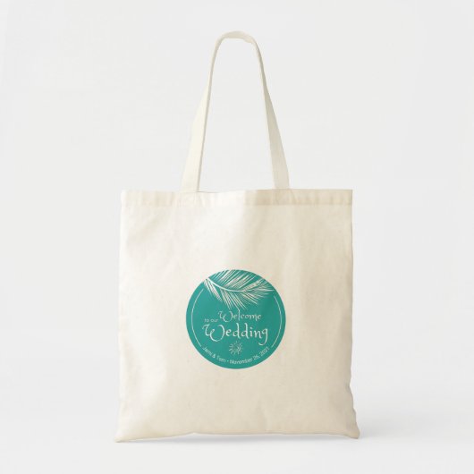 Sac de bienvenue pour Mariage Turquoise en feuille (Devant)