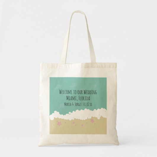 Sac de bienvenue thème plage pour mariage (Devant)
